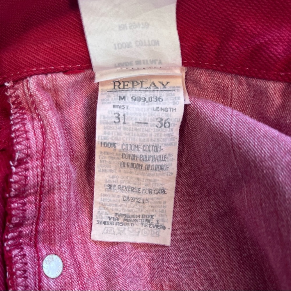Replay Vintage M909 Straight Leg Jeans in Red Size 31 Waist - Picture 11 of 12